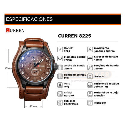 Reloj Curren 8225 Cuero Vintage