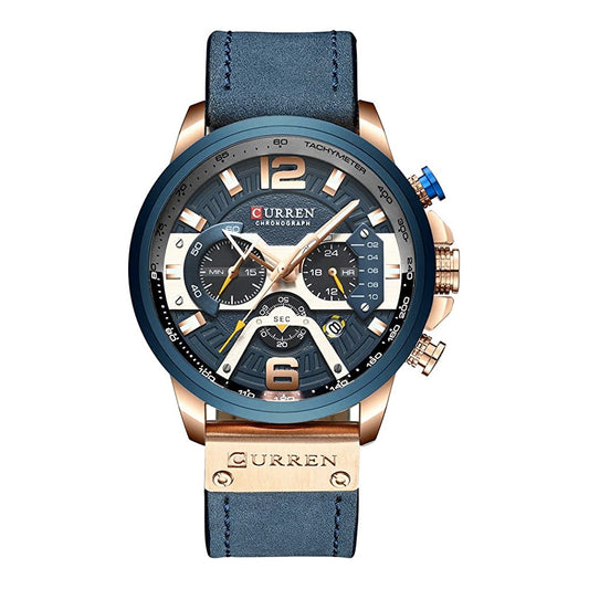 Reloj Curren 8329 En Cuero Azul