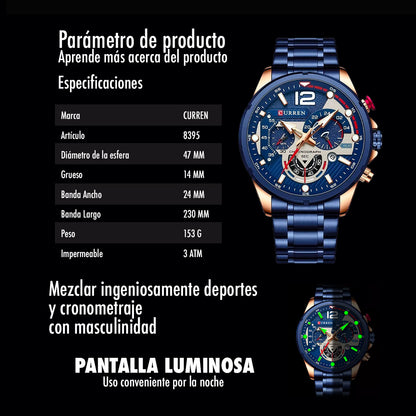 Reloj Curren 8395 Cronógrafo Acero Inoxidable