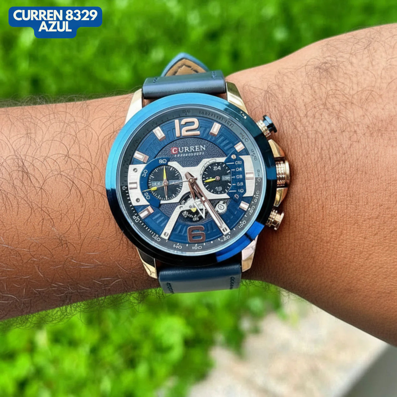 Reloj Curren 8329 En Cuero Azul