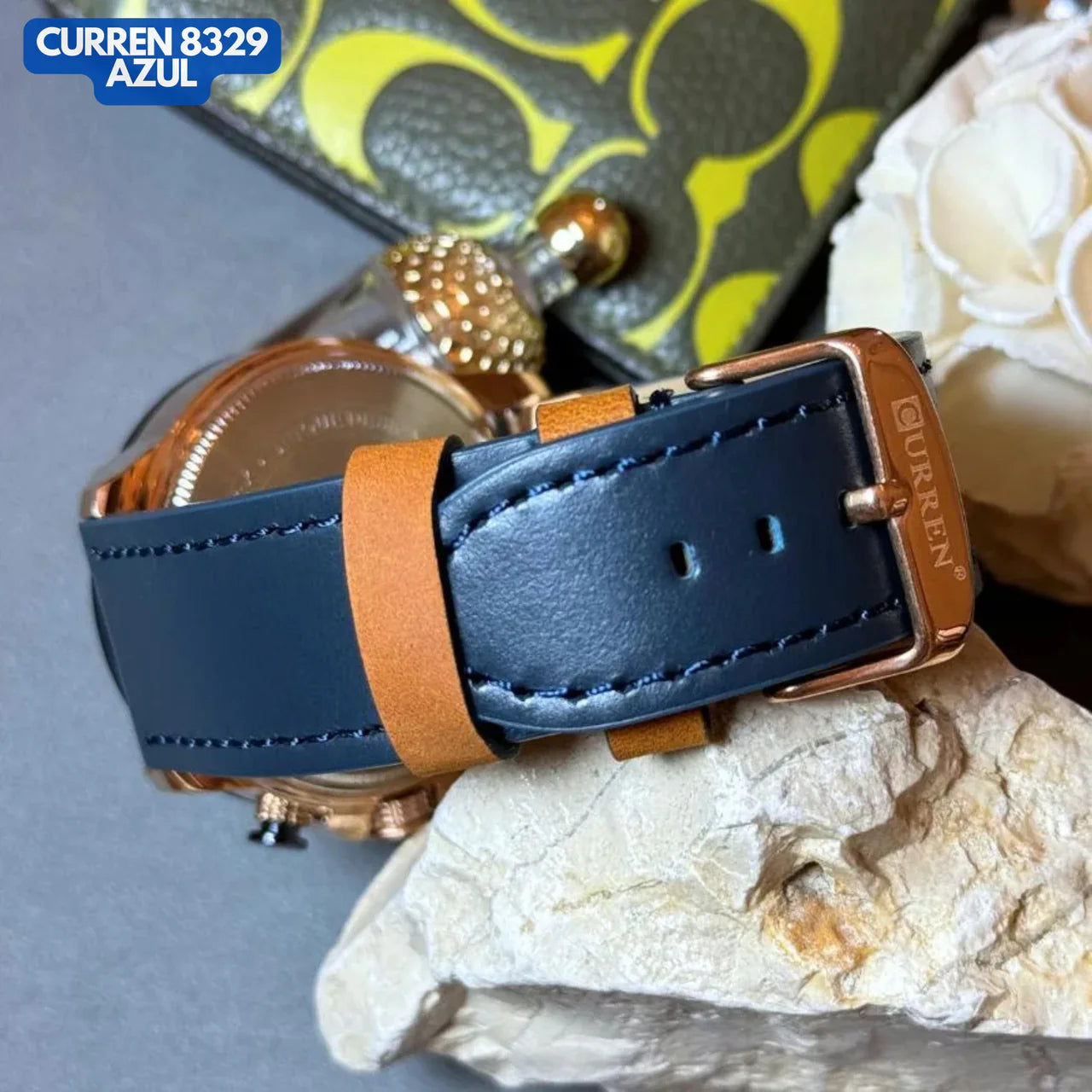 Reloj Curren 8329 En Cuero Azul