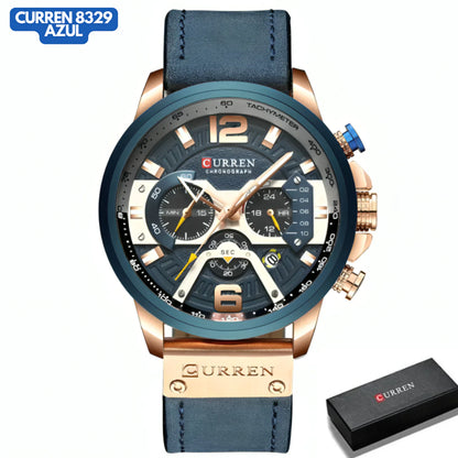 Reloj Curren 8329 En Cuero Azul